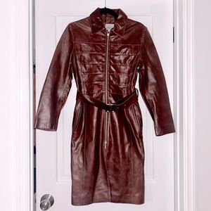 Leather trench coat by Biscote (French brand) brown with belt size 1 XS